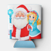 Santa Claus With Snow Maiden in Winter Attire Blikjeskoeler (Achterkant)