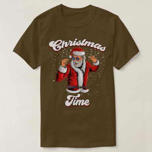 Santa Claus With Sunglasses Dancing Snow Christmas T-shirt (Design voorkant)