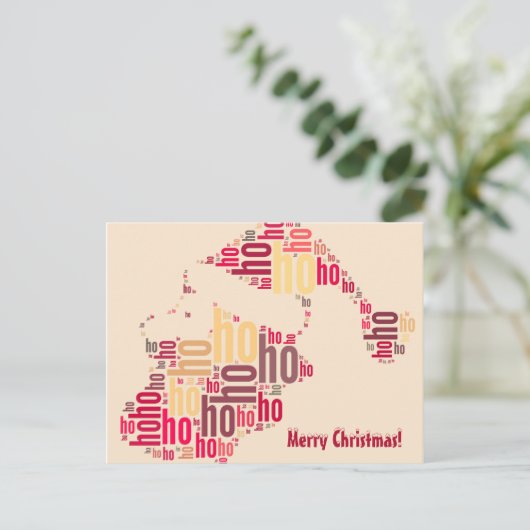 Santa Claus woordcloud Ho Ho Ho Feestdagenkaart (Staand voorkant)