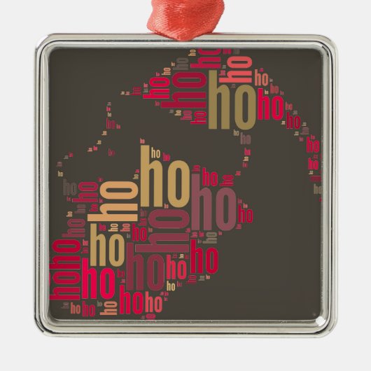 Santa Claus woordcloud Ho Ho Ho Metalen Ornament (Voorkant)