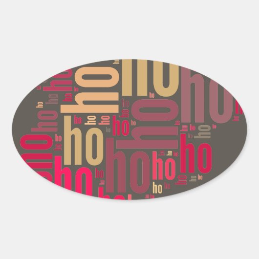 Santa Claus woordcloud Ho Ho Ho Ovale Sticker (Voorkant)