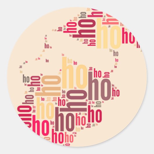 Santa Claus woordcloud Ho Ho Ho Ronde Sticker (Voorkant)