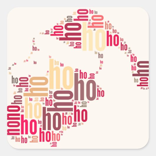 Santa Claus woordcloud Ho Ho Ho Vierkante Sticker (Voorkant)