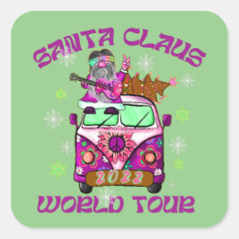 SANTA CLAUS WORLD TOUR grappige stijl 70 Vierkante Sticker