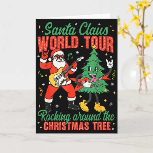 Santa Claus World Tour Rocking Around The Christma Kaart (Gele Bloem)
