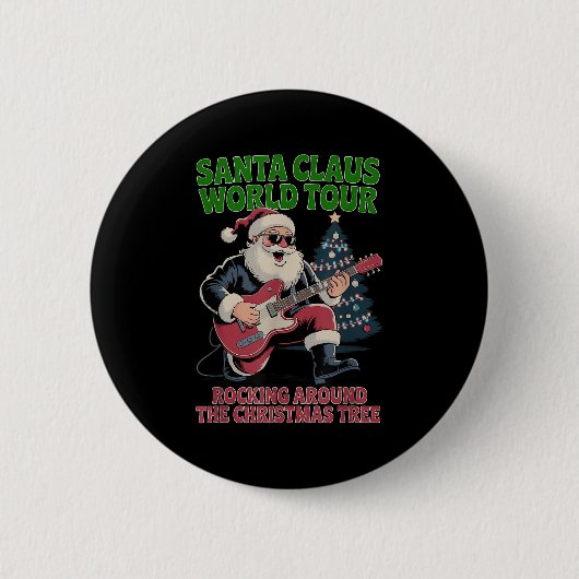Santa Claus World Tour Rocking Around The Christma Ronde Button 5,7 Cm (Voorkant)