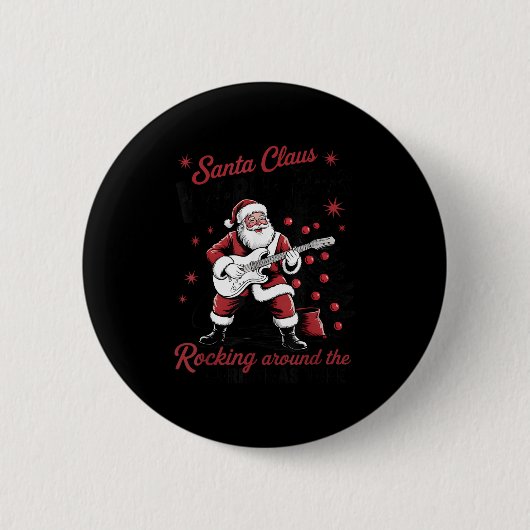 Santa Claus World Tour Rocking Around The Christma Ronde Button 5,7 Cm (Voorkant)