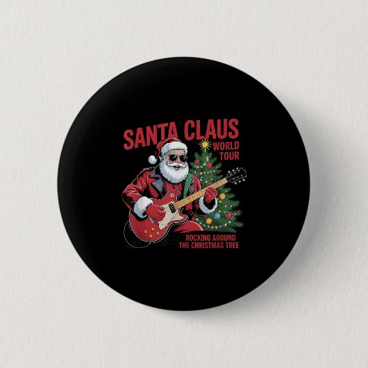 Santa Claus World Tour Rocking Around The Christma Ronde Button 5,7 Cm (Voorkant)