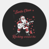 Santa Claus World Tour Rocking Around The Christma Ronde Sticker (Voorkant)