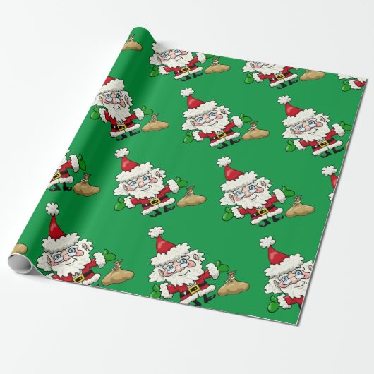 Santa Claus Wrapping Paper Cadeaupapier (Uitgerold)