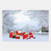 Santa Claus Wrapping Paper Flat Sheet Set van 3 (Voorkant 2)