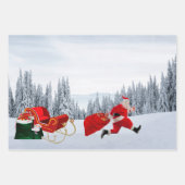 Santa Claus Wrapping Paper Flat Sheet Set van 3 (Voorkant)