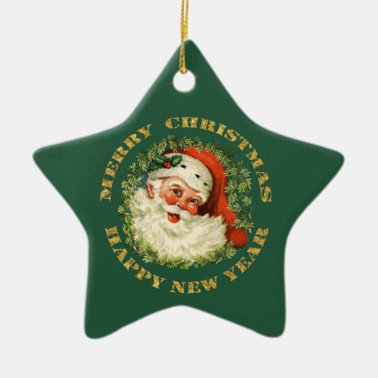 Santa Claus Wreath Keramisch Ornament (Voorkant)