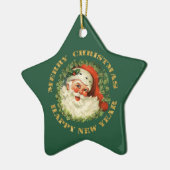 Santa Claus Wreath Keramisch Ornament (Links)