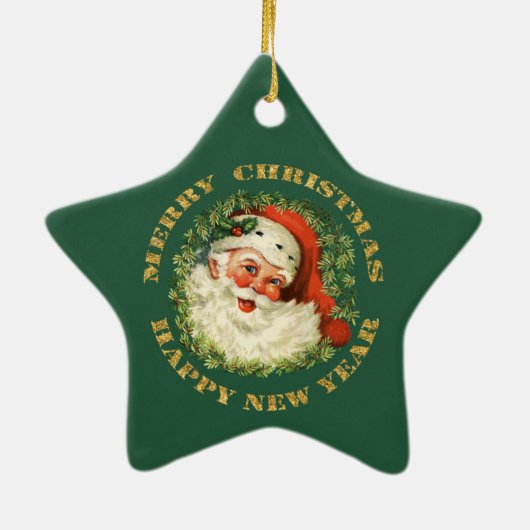 Santa Claus Wreath Keramisch Ornament (Achterkant)