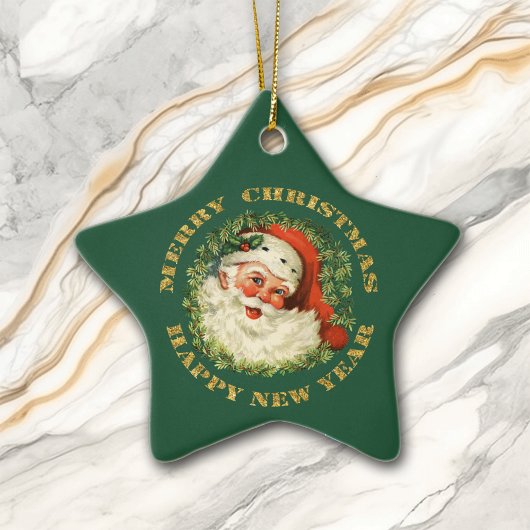 Santa Claus Wreath Keramisch Ornament