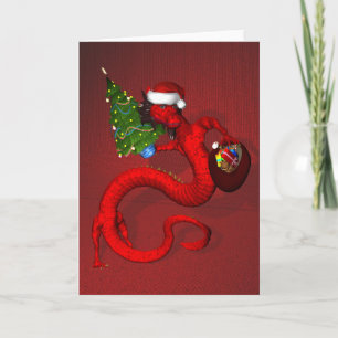 Santa Claus Xmas Dragon Feestdagen Kaart