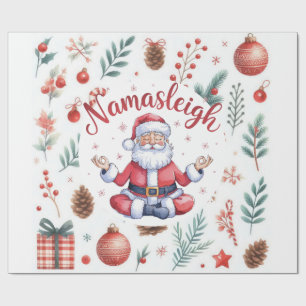 Santa Claus Yoga met Kerstthema Cadeaupapier