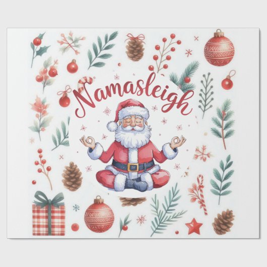 Santa Claus Yoga met Kerstthema Cadeaupapier (Vlak)