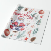 Santa Claus Yoga met Kerstthema Cadeaupapier (Uitgerold)