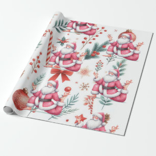 Santa Claus Yoga met Kerstthema Cadeaupapier