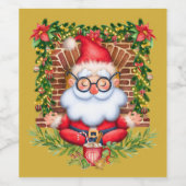 Santa Claus Yoga Namaste Pose Kerstmis Wijn Etiket (Enkel label)