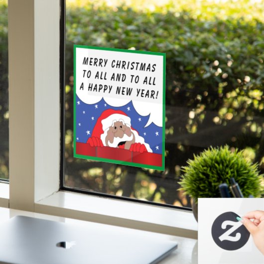 Santa Claus zegt dat Windows Cling Raamsticker (Kantoor)