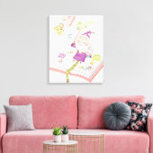 Santa Claus zit op het boek Canvas Afdruk (Insitu (Woonkamer))
