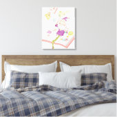 Santa Claus zit op het boek Canvas Afdruk (Insitu (Slaapkamer))