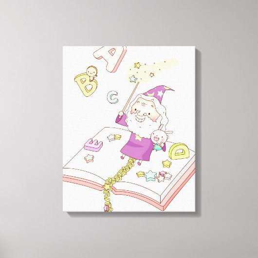 Santa Claus zit op het boek Canvas Afdruk (Voorkant)