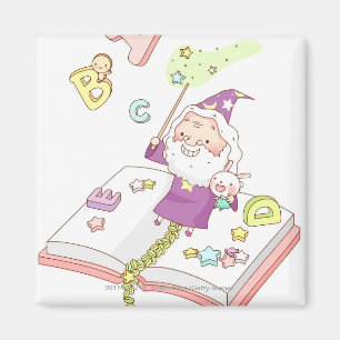 Santa Claus zit op het boek Magneet