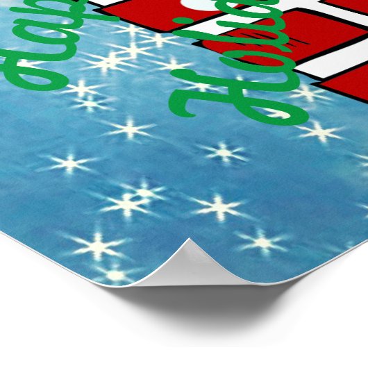 Santa Claus zit vast in schoorsteen Poster (Hoek)