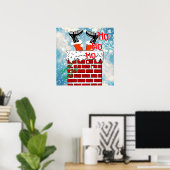 Santa Claus zit vast in schoorsteen Poster (Thuiskantoor)