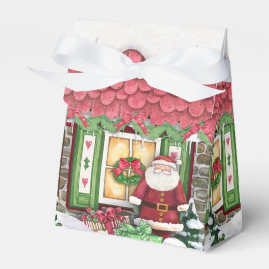 Santa Clause Cottage Kerstmis Favor Box Bedankdoosjes (Voorkant Zijde)