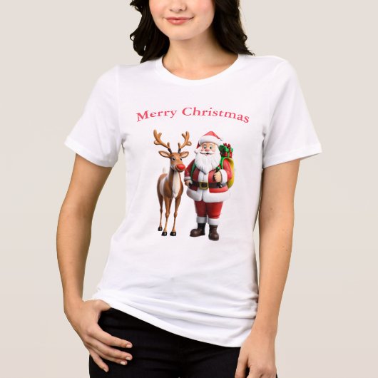 Santa Clause en zijn rendieren T-shirts (Voorkant)