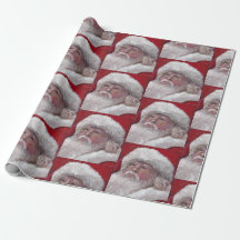 Santa Clause Face Gift Wrapping Paper