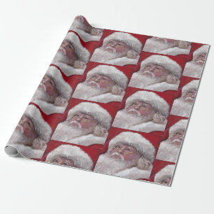 Santa Clause Face Gift Wrapping Paper Cadeaupapier