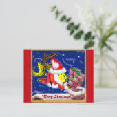 Santa Clause Fish - grappige leuke kerststrips Feestdagenkaart (Staand voorkant)