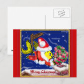 Santa Clause Fish - grappige leuke kerststrips Feestdagenkaart (Voorkant / Achterkant)