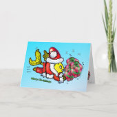 Santa Clause Fish - leuke kerst Kaart (Voorkant)