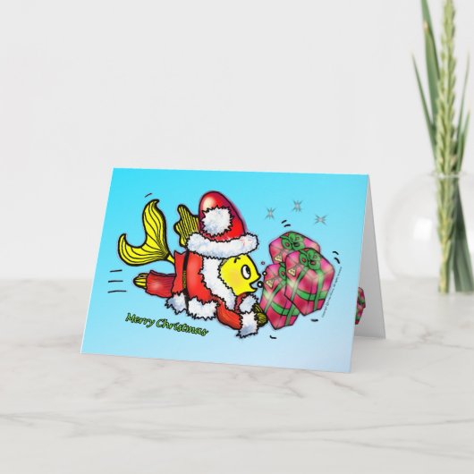 Santa Clause Fish - leuke kerst Kaart (Voorkant)
