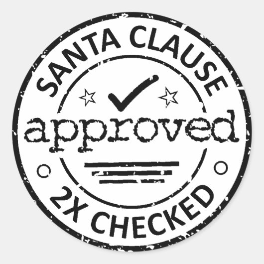 Santa Clause Goedgekeurd 2 x Gecontroleerd Kerstmi Ronde Sticker (Voorkant)