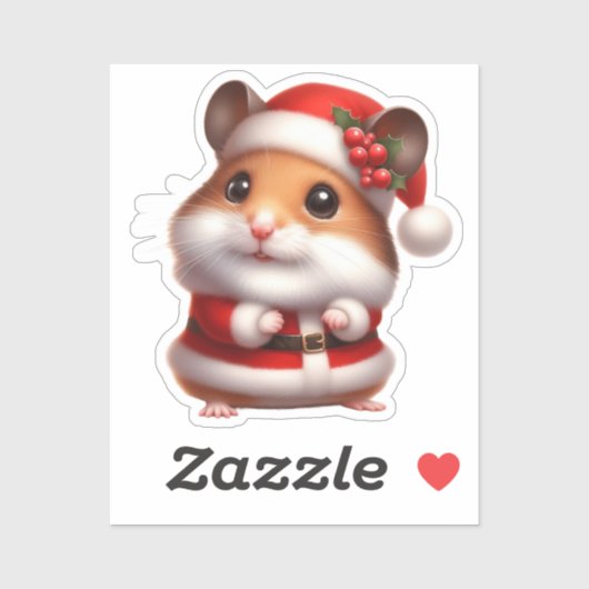 Santa Clause Hamster, Sticker (Vel)
