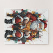Santa Clause Holding Baby Reindeer Legpuzzel (Horizontaal)