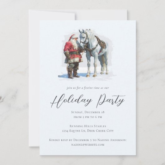 Santa Clause Horse Equestrian Holiday Party Kaart (Voorkant)