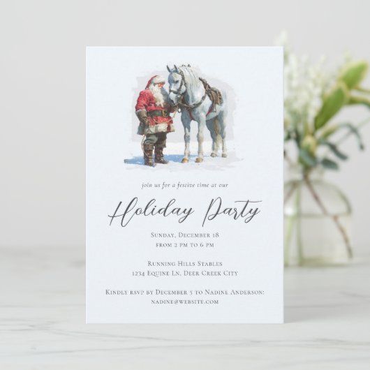 Santa Clause Horse Equestrian Holiday Party Kaart (Staand voorkant)