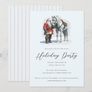 Santa Clause Horse Equestrian Holiday Party Kaart