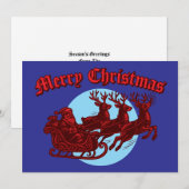 Santa Clause In Sleigh & Reindeer Christmas Feestdagenkaart (Voorkant / Achterkant)
