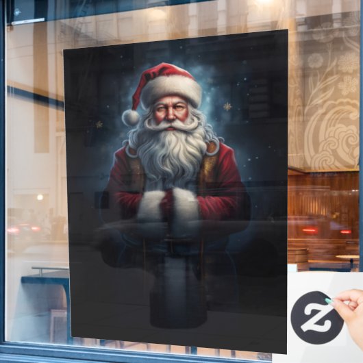 Santa Clause in vol gewaad Raamsticker (Cafe Raam)