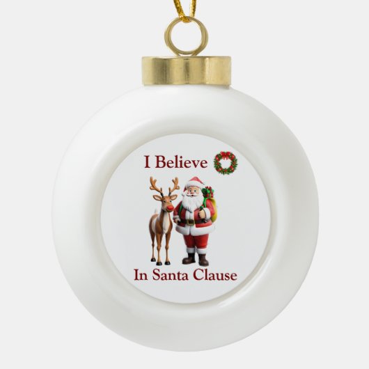 Santa Clause Keramische Bal Ornament (Voorkant)